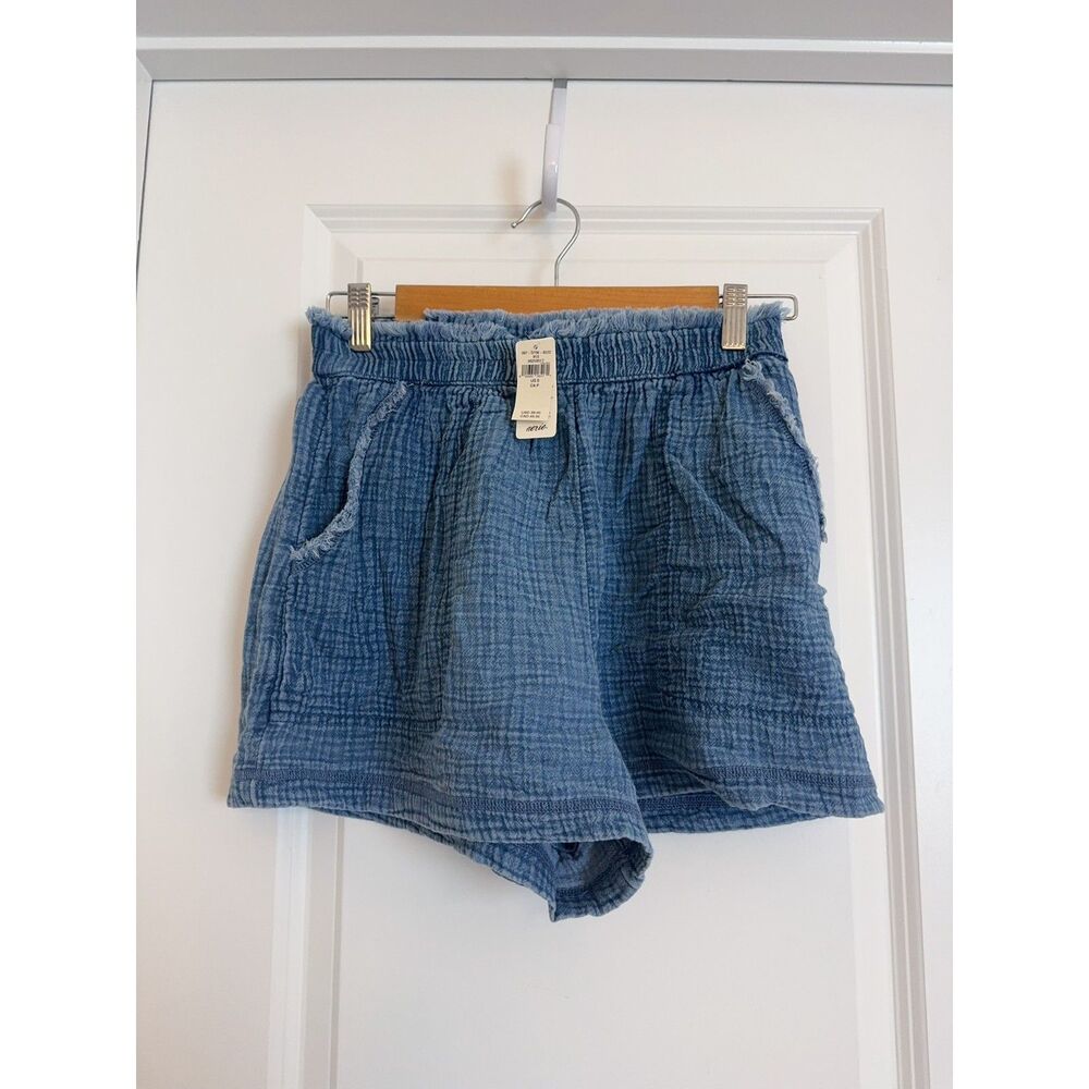 NWT Aerie Blue Textured Pull On Shorts Elastic Waist Size S